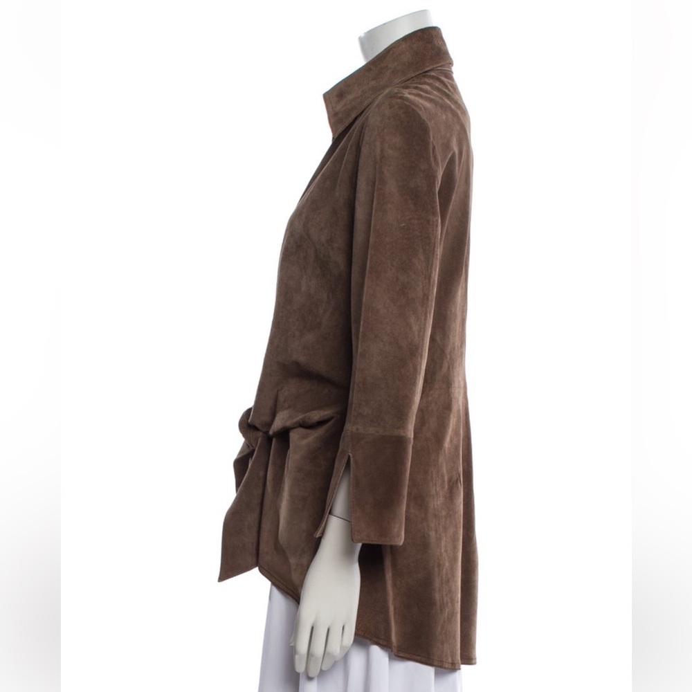 Finley Women's Brown Leather Jacket Shaket - Picture 5 of 9
